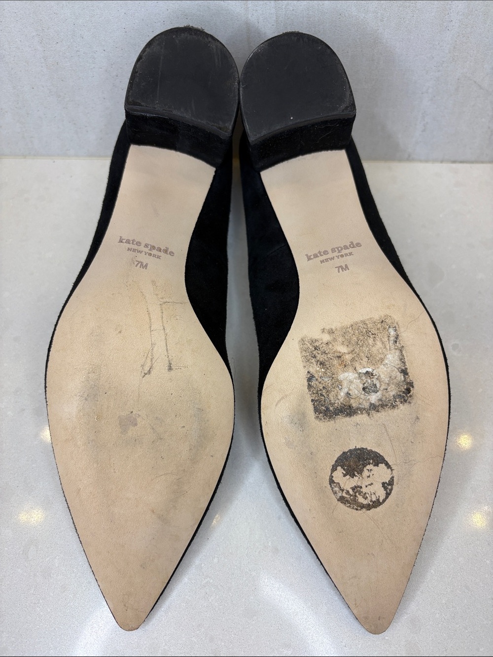 Kate Spade Black Suede Block Heels - Size 7 - Picture 7 of 8